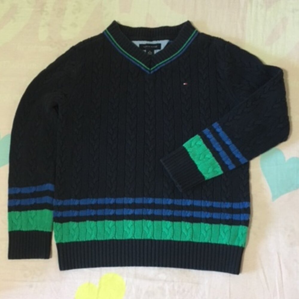 Boys Cyan Sweetheart Neck Sweater
